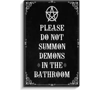 Please Do Not Summon Demons In The Bathroom Tin Sign, Gothic Bathroom Decor Wall Art, Halloween Decorations Indoor, Witchy Room Decor, Goth Room Decor, Funny Bathroom Decor 8x12 Inch