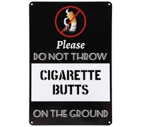Please Do Not Throw Cigarette Butts On The Ground Sign, 11.81x7.87in Waterproof Aluminum Reflective Metal No Butts Sign for Outdoor Indoor Restaurant Garden Bathroom