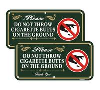Please Do Not Throw Cigarette Butts On The Ground Sign 2 Pack, 12 x 6 inches Rust Free Aluminum Pool Sign, UV Protected, Fade Resistant