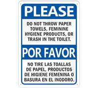 Please Do Not Throw Paper Towels Feminine Hygiene Products Or Trash In The Toilet Outdoor Metal Sign - 12 X 8 Signs For Business, Workplace, Office, Home, Delivery Signs, Road Signs