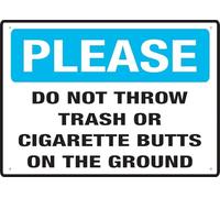 Please Do Not Throw Trash Or Cigarette Butts On The Ground Metal Signs 12X8 Inch Rust Free Aluminum,Uv Ink Printing,Durable/Weatherproof Outdoor For Home