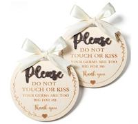 Please Do Not Touch or Kiss Baby Sign, 2 Pack Wooden Don’t Touch Baby Sign for Car Seat Stroller Tag, No Touching Newborn Safety Signage