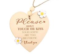Please Do Not Touch or Kiss Baby Sign, Wooden No Touching Baby Signage Dont Touch Sign for Newborns Car Seat & Stroller Pram Tag Ideal for Baby Shower(Heart)