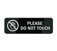 Please Do Not Touch Sign, Signage White/Black Plastic Acrylic, 8" X 3' With Double Side Tape, Adhesive, Easy Mounting