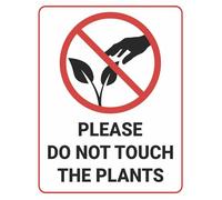 Please Do Not Touch The Plants Sign Self Adhesive Gloss Decal Sticker 160mm x 125mm