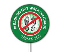 Please Do Not Walk on Grass Yard Sign, Keep Off Grass Signs, 9.2 x 9.2 inches, Set of 1, Sturdy Aluminum Sign, Weatherproof and Fade Resistant