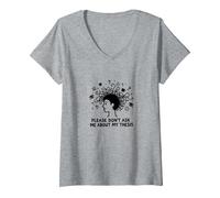 Please Don't Ask Me About My Thesis Grad Student Humor V-Neck T-Shirt, Women, Heather Grey, XXL