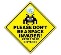 Please Don't Be A Space Invader! Keep A Safe Distance Car Sign, Anti Tailgater Car Sign,Anti-Tailgate Interior Hanging Suction Cup Car Sign