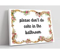 Please Don'T Do Coke Funny Uni Bathroom Quote - Canvas Wall Art Picture Print - 45 inch wide x 30 inch high (Frame Depth 30mm)