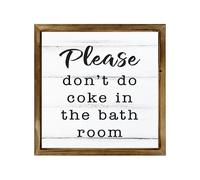 Please Dont Do Coke in the Bathroom Sign 8x8 Inch, Wall Signs Home Decor, Family Sign Home Decor Wall Don't Do Coke Wood Wall Art