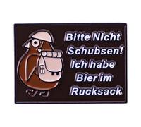 Please Don't Force Me I Have Is Beer In My Backpack Enamel Lapel Pin Metal German Badge Brooch Accessory, Metal Stainless Steel, no gemstone