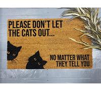 Please Don't Let The Cats Out Doormat - Funny Cat Lover Doormat - 36x24 Inch