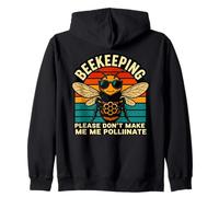 Please Don't Make Me Pollinate Retro Sunset Apiculture Zip Hoodie