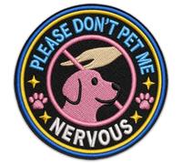 Please Don't Pet Me Nervous Dog 3 Inch Patch - Anxious Pet Warning - Applique Iron On Patch for Backpacks Vests Jeans Hats Bags