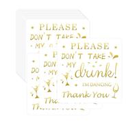 Please Don't Take My Drink I'm Dancing Card 4 Inch Waterproof Gold Foil Beverage Coasters Cocktail for Drinking Birthday Wedding Party 25 Pack