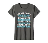 Please Don't Talk to Me I Have No Self Control - Funny Quote T-Shirt, Women, Asphalt Grey, X-Large