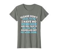 Please Don't Talk to Me I Have No Self Control - Funny Quote T-Shirt, Women, Olive Heather, X-Small