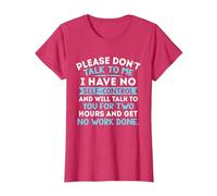 Please Don't Talk to Me I Have No Self Control - Funny Quote T-Shirt, Women, Red Heather, Medium