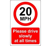 Please drive slowly at all times 20 mph speed limit - 3mm Aluminium sign (600mm x 400mm)
