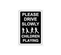 Please drive slowly children playing- 1.2mm Rigid plastic high-visibility and durability for indoor/outdoor usage (300mm x 200mm) Ensures Safety Within 7m Viewing Distance.