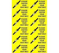 Please fasten your seatbelt Safety sign - Pack of 12 100mm x 50mm Self adhesive stickers - Self adhesive stickers on sheet (300mm x 200mm)