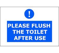 Please Flush The Toilet After Use | High Visibility Safety Warning Sign | Self-Adhesive Vinyl Sign for Toilet Washroom Staff Facilities Office School Public Area Indoor Outdoor Wall Door