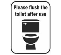 Please Flush The Toilet After Use Warning Sign Adhesive Sticker 160mm x 125mm