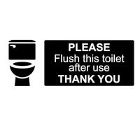 Please Flush This Toilet After Use Thank You Sign Notice Adhesive Sticker 165mm x 65mm V10