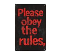 Please Follow The Rules Metal Tin Sign, Following The Rules Is A Responsibility, Warning Signs, Vintage Printed Metal Poster, Wall Decor,For Indoor Outdoor Wall Decor 12x8inch