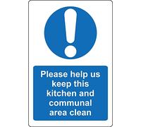 Please help us keep this kitchen and communal are clean Safety sign - 1mm Plastic sign (200mm x 150mm)