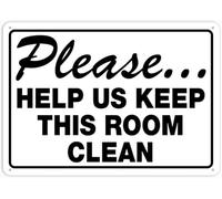 Please Help Us Keep This Room Clean Warning Metal Sign Tin Signs Aluminum Plaque for Outdoors Use Yard Farm Fence Home Wall Decor 8x12 inch