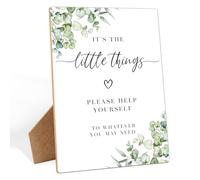 Please Help Yourself Bathroom Signs Decor, Wedding Signs for Reception, 8×11" Wooden Sign With Stand, Wedding Bathroom Basket Supplies Signs for Bridal Shower, Engagement, Wedding Shower Decorations