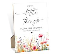 Please Help Yourself Sign for Wedding Bathroom Basket, 8 X 11" Wooden Wedding Signs for Reception, Floral Party Decorations for Bathroom Decor for Bridal Shower Baby Shower Engagement