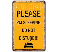 Please I'm Sleeping Do Not Disturb Retro Tin Sign Warning Room Decor 6X8 IN