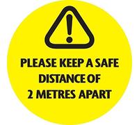 Please keep a safe distance 2 metres apart - social distancing landscape floor safety sign self adhesive vinyl weather proof label sticker 12 inches x 12 inches - 30cm x 30cm (UK Stock & Delivery)
