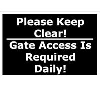 Please Keep Clear! Gate Access Is Required Daily | High Visibility Safety Warning Sign | Self-Adhesive Vinyl Sign for PPE Area Construction Site Factory Workshop Warehouse Entrance Indoor Outdoor