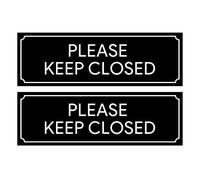Please Keep Closed Stickers 2pk | Keep Door Closed Sign for Gate, Garage, Bathroom, Fire Door, Work. Weatherproof Vinyl Decals, 8.5" x 2.75"