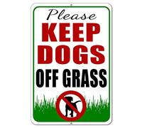Please Keep Dogs Off Grass Sign, 8x12 Aluminum No Dogs Allowed Signs for Yard, Stay Off Lawn, No Pets