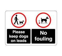 Please keep dogs on lead no fouling safety sign - High tack self-adhesive sticker (200mm x 150mm) Viewing Distance within 5m.