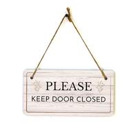 Please Keep Door Closed | Rustic Light Wood 5 x 10" Hanging Sign