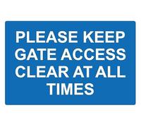 Please keep gate access clear at all times street safety sign - Self adhesive sticker (200mm x 150mm)