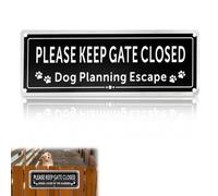 Please Keep Gate Closed Sign-9.8x3.5 Inches, UV Protected, Weather Resistant, Aluminum Dog Warning Sign with Adhesive Backing for Gates Fencing Outdoor Use (Black)