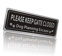 Please Keep Gate Closed Sign, Black and White Laser Engraving, Outdoor Gate Rust Weatherproof for Fence Door, Beware of the Dog Sign Warning Tin Signs