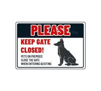 Please Keep Gate Closed Sign German Shepherd Dog Pets On Premises Aluminum Metal Tin Signs Door Sign Warning Sign For Gate Yard Home Kitchen Wall Decor 8x12 Inch