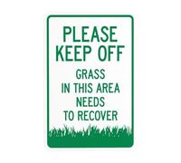 Please Keep Off Grass In This Area Needs To Recover Metal Warning Sign for Indoor Outdoor Security, Business Office Home Garden Street Decor 20 x 30 cm