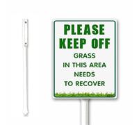 Please Keep Off Grass in This Area Needs to Recover Outdoor Sign Yard Sign With Stake, 12x15cm, Rust Free Heavy Aluminum, Weatherproof and Fade Resistant
