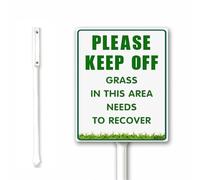 Please Keep Off Grass in This Area Needs to Recover Outdoor Sign Yard Sign With Stake, 12x15cm, Rust Free Heavy Aluminum, Weatherproof and Fade Resistant