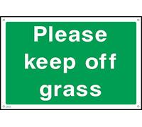 Please Keep Off Grass Sign - 100mm x 75mm - 1.2mm Rigid Plastic Drilled Sign (CA43)