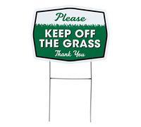 Please Keep Off Grass Yard Sign with Stake, Double Sided, Easy Install, 11.5x8.5 Weather Resistant Corrugated Plastic, Durable Ink, Strong 9 Gauge Metal Stand, Dogs, People Stay Off Your Lawn (11.5" x