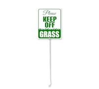 Please Keep Off Grass Yard Sign with Stakes 7" x 8.8" Aluminum, Set of 1